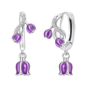 Boucles d'oreilles violettes en forme de cloche en argent 925 pour femmes Bijoux à la mode Cadeaux boucles d'oreilles délicates symbole de modestie 1