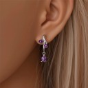 Boucles d'oreilles violettes en forme de cloche en argent 925 pour femmes Bijoux à la mode Cadeaux boucles d'oreilles délicates symbole de modestie 2