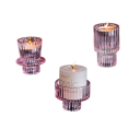 Bougeoirs en verre vintage réversibles 3 pcs mini supports à bougies décorations de table pour mariage, dîner festif 2