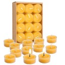 Bougies chauffe-plat en cire d'abeille 12 pcs 4 x 1,8 cm cire naturelle bougies jaunes pour décorations, fêtes, anniversaires et arrangements de table 3