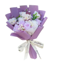 Bouquet of Artificial Flowers with Vinyl Cartoon Cat Figures Cute Decoration Gift for Valentine's Day Birthdays Stylish Interior Decor 6