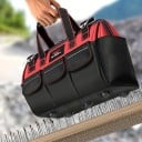 Bourse à outils résistante et étanche 45 x 23 x 28 cm Sac Oxford grande capacité avec poches pour électriciens et bricoleurs 3