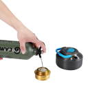 Bouteille de combustible liquide 1 l Alliage d'aluminium avec valve de sécurité Bouteille de carburant portable verte pour réchaud de camping 3