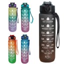 Bouteille motivante d'eau 1 l Bouteille d'hydratation sportive avec repères horaires Bouteille de fitness transparente à boire et avec un couvercle étanche 2