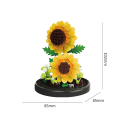 Bouwset bloem Zonnebloem onder doorzichtig deksel 8,5 x 8,5 cm Gedetailleerde woondecoratie Variant 249 onderdelen 2