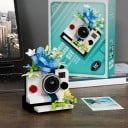 Bouwset van een camera met bloemenmotief 3D decoratie van blokken Stijlvol model voor volwassenen en tieners voor een modern interieur 2