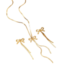 Bow Stainless Steel Necklace 47+5 cm and Earrings 6.4 cm French Atmosphere Delicate Bow Women's Jewellery Set 5