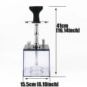 Box de chicha avec lumière LED et télécommande Une tuyau Hauteur 41 cm Acrylique transparent et aluminium Pour tabac et saveurs de chicha 4