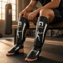 Boxerské chrániče holení a nártu velikost M Délka 34,5 cm Pásky na suchý zip Bojové chrániče nohou Box a bojové sporty 14