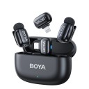 BOYA mini Lightning vezeték nélküli csíptetős mikrofon iPhone-hoz 100 m hatótávolság 30 órás akkumulátor-üzemidő DSP zajszűrés Töltőtok Könnyű és hordozható 2