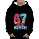 Boys' Hooded Sweatshirt with 67 Six Seven Donut Print Overhead Style with Long Sleeves and Cuffs 3