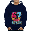 Boys' Hooded Sweatshirt with 67 Six Seven Donut Print Overhead Style with Long Sleeves and Cuffs 6