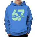 Boys' Hooded Sweatshirt with White Print 67 Six Seven Pullover with Long Sleeves and Cuff 4