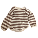 Boys' Striped Long Sleeve T-Shirt with Round Neck Cotton Top for Boys 2