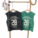 Boys' Summer Sleeveless Top 100% Cotton Perforated Breathable Vest with Print and Text Stylish Sports Top Various Colours 11