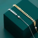 Bracciale a catena da donna con perle e foglie 4