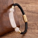 Bracciale in pelle con pietra naturale 14
