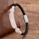 Bracciale in pelle con pietra naturale 5