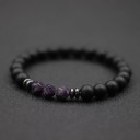 Bracciale in pietra 19,5 cm 8 mm perle onice nero e pietra colorata elastico unisex bracciale 10