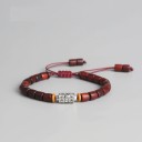 Bracciale regolabile con perline di legno 4