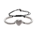 Braccialetto da donna con cordino, perle e cuore 4