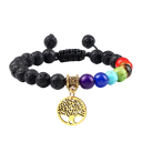 Bracelet ajustable des sept chakras en pierre de lave 2