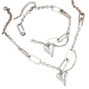 Bracelet assorti 19+5 cm et collier 48+5 cm en acier inoxydable Cœur rétro chaîne irrégulière Ensemble de bijoux pour femmes luxe 3