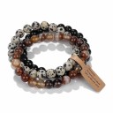 Bracelet coloré en pierres naturelles 19 cm 8 mm perles bracelet élastique bijou multi-couches 9