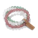 Bracelet coloré en pierres naturelles 19 cm 8 mm perles bracelet élastique bijou multi-couches 4