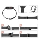 Bracelet en métal en acier inoxydable avec boîtier et pierres pour Apple Watch Series 4 5 6 SE 44 mm Bracelet élégant et solide avec protection pour montre 3