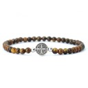 Bracelet en perles pour homme avec croix en bois onyx 19,5 cm 4 mm Design élégant pour hommes Matériaux de qualité pour un usage quotidien 5