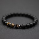 Bracelet en pierre 19,5 cm 8 mm perles onyx noir aspect hématite et pierre colorée bracelet élastique unisexe 9