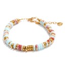 Bracelet en pierre naturelle 17 cm + 6 cm d'extension perles en acier inoxydable couleur or chaîne ajustable unisexe 1