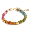Bracelet en pierre naturelle 17 cm + 6 cm d'extension perles en acier inoxydable couleur or chaîne ajustable unisexe 4