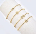 Bracelet femme lettre avec pierres 1