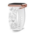 Bracelet gravé floral 42 mm pour Apple Watch Series 10 Bracelet en silicone avec des papillons et des fleurs sauvages style romantique 3