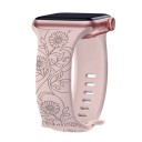 Bracelet gravé floral 42 mm pour Apple Watch Series 10 Bracelet en silicone décoré au laser avec des tournesols Style romantique français 3