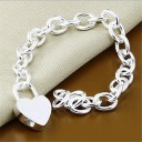 Bracelet massif pour femmes avec pendentif en forme de cœur 2