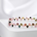 Bracelet with Stones à la Tourmaline 16 to 20 cm Beads 3 mm on Gold-Coloured Chain Adjustable Multicoloured For Women for Parties and Weddings 2