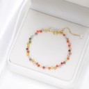 Bracelet with Zirconia Stones 16 to 20 cm Faceted Beads 3 mm on Gold-Coloured Chain Adjustable Clear For Women for Parties Weddings or Daily Wear 1