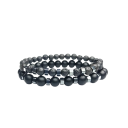 Bracelets pour hommes 2 pcs avec perles noires mates et pierre volcanique en pierre naturelle design moderne 1