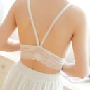 Bralette da donna con stringhe Adatta anche come top estivo Fascia in pizzo Imbottiture estraibili Taglia universale Torace 60 fino a 74 cm 5