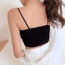 Bralette de algodão para senhora para o verão com alças finas e almofadas Estrutura canelada Tamanho universal para peito de 60 a 80 cm 7