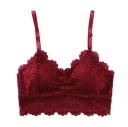 Bralette de encaje para mujer con patrón floral Tirantes ajustables Banda de encaje ancha Poliéster con algodón Talla única 4