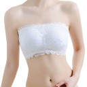 Bralette de renda sem alças para mulheres na cor branca Tamanho universal para contornos de peito de 56 a 90 cm Em nylon e renda 5