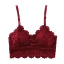 Bralette en dentelle pour femmes avec motif floral Bretelles ajustables Large bord en dentelle Polyester avec coton Taille universelle 4