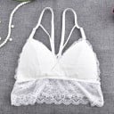 Bralette feminina com tiras Adequada também como top de verão Faixa de renda Almofadas removíveis Tamanho universal Peito 60 a 74 cm 6