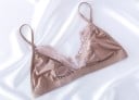 Bralette leggera da donna con delicato pizzo Coppe triangolari lucide Spalline sottili regolabili Nylon e poliestere 2