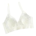 Bralette podprsenka da donna in pizzo senza ferretti con scollatura a V e rete trasparente con ampia fascia inferiore e spalline 9