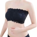 Bralette sans bretelles pour femmes en noir Taille unique pour tour de poitrine de 56 à 90 cm En nylon et dentelle 2